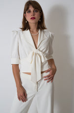 Load image into Gallery viewer, Diana Bow Cropped Blouse
