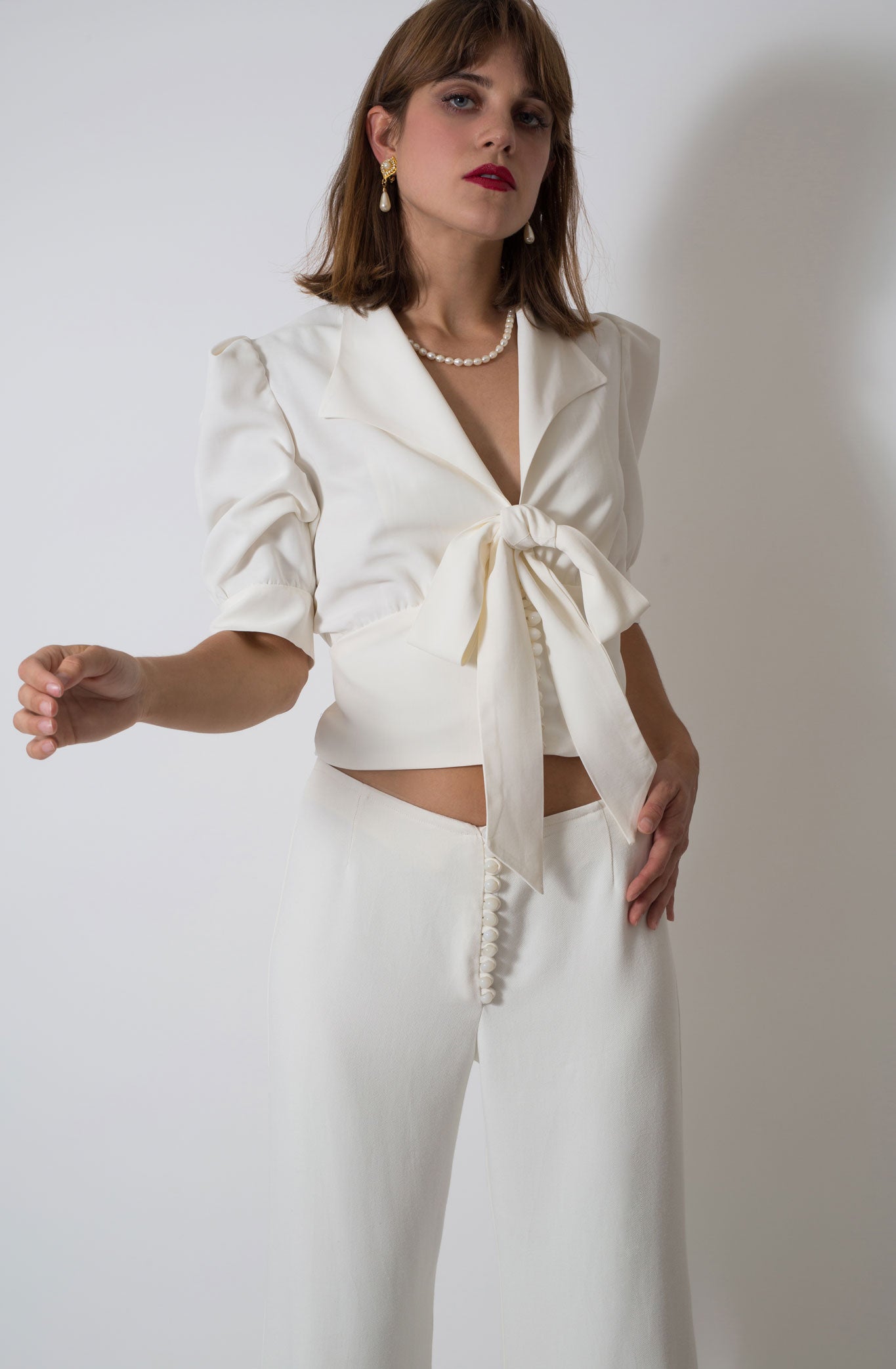 Diana Bow Cropped Blouse